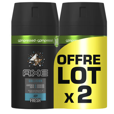AXE Déodorant Collision Cuir Cookies Spray Compressé Lot 2x100ml