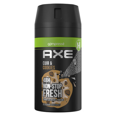 Axe Déodorant Homme Bodyspray Compressé Collision Cuir & Cookies 48h Frais 100ml