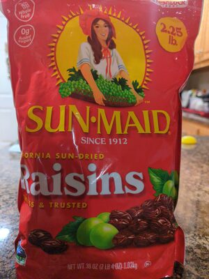 Sun-Maid California Sun-Dried Raisins 1 Box/2-Pack/2.25lb Bags