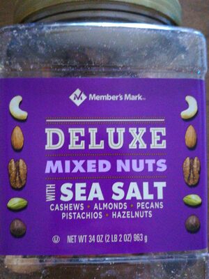 CASHEWS, ALMONDS, PECANS, PISTACHIOS, HAZELNUTS DELUXE MIXED NUTS WITH SEA SALT, SEA SALT