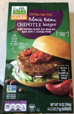 Earth Grown black bean chipotle burger