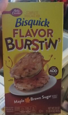 BISQUICK FLAVOR BURSTIN' COMPLETE PANCAKE MIX, BISQUICK FLAVOR BURSTIN'