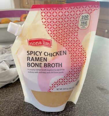 A CREAMY SPICY CHICKEN RAMEN BONE BROTH INSPIRED BY JAPANESE TONKOTSU WITH RED MISO AND CHILI BEAN PASTE., SPICY CHICKEN RAMEN BONE BROTH