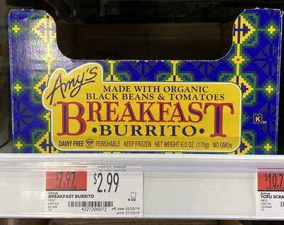 BREAKFAST BLACK BEANS & TOMATOES BURRITO, BREAKFAST