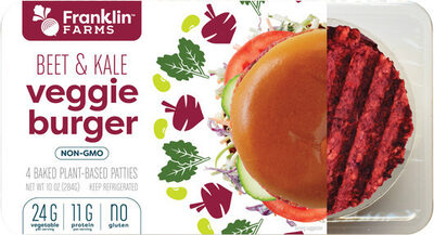 BEET & KALE BAKED PLANT-BASED VEGGIE BURGER PATTIES, BEET & KALE