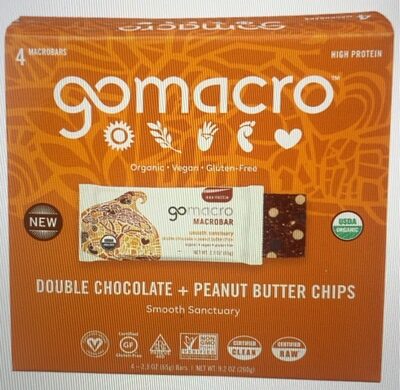 DOUBLE CHOCOLATE + PEANUT BUTTER CHIPS SMOOTH SANCTUARY MACROBARS, DOUBLE CHOCOLATE + PEANUT BUTTER CHIPS