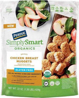 GLUTEN FREE BREADED NUGGET SHAPED CHICKEN BREAST PATTIES WITH RIB MEAT, CHICKEN