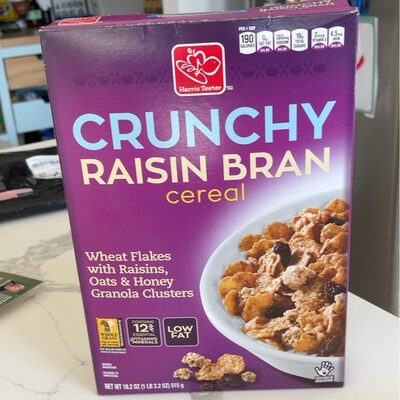 CRUNCHY RAISIN BRAN WHEAT AND RICE FLAKES WITH RAISINS & HONEY OAT CLUSTERS CEREAL, CRUNCHY RAISIN BRAN