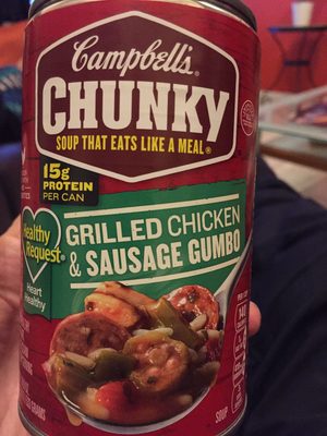 Campbell's Chunky Soup, Healthy Request Chicken & Sausage Gumbo, 18.8 Ounce Can