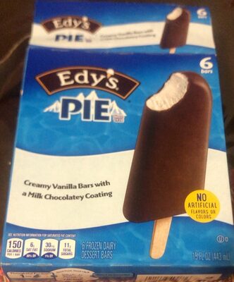 CREAMY VANILLA WITH A MILK CHOCOLATEY COATING PIE FROZEN DAIRY DESSERT BARS, CREAMY VANILLA