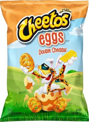 DOUBLE CHEDDAR EGGS SHAPED PUFFS CHEESE FLAVORED SNACKS, DOUBLE CHEDDAR