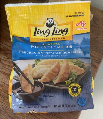 CHICKEN & VEGETABLE DUMPLINGS WITH SAVORY DIPPING SAUCE POTSTICKERS, CHICKEN & VEGETABLE