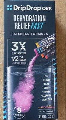 DEHYDRATION RELIEF FAST PATENTED FORMULA ELECTROLYTE POWDER VARIETY PACK, BERRY, LEMON, ORANGE, WATERMELON