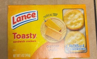 Lance Sandwich Crackers, Toasty Cheddar, 6 Individually Wrapped Packs, 4 Sandwiches Each