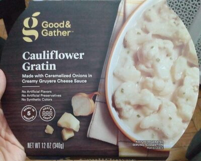 CAULIFLOWER GRATIN CARAMELIZED ONIONS IN CREAMY GRUYERE CHEESE SAUCE, CAULIFLOWER
