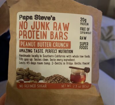Papa Steve’s No Junk Raw Proteing Bars No junk raw protein bars