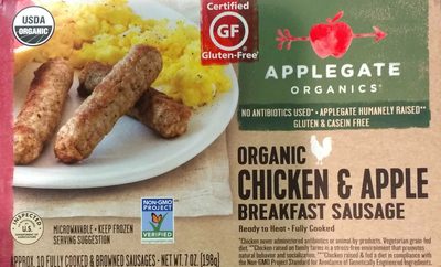 CHICKEN & APPLE ORGANIC BREAKFAST SAUSAGE, CHICKEN & APPLE
