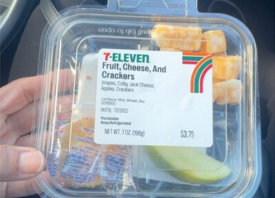 FRUIT, CHEESE, AND CRACKERS RED GRAPES, COLBY JACK CHEESE, RED APPLES, GREEN APPLES CRACKERS, FRUIT, CHEESE, AND CRACKERS