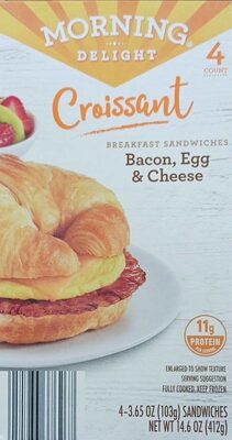 BACON, EGG & CHEESE CROISSANT BREAKFAST SANDWICHES, BACON, EGG & CHEESE