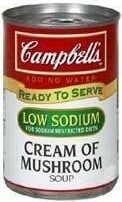 Campbell's Ready to Serve Low Sodium Cream of Mushroom Soup, 7.25 Ounce Cans, 24-Pack