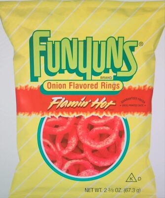 FUNYUNS, ONION FLAVORED RINGS, FLAMIN' HOT, FLAMIN' HOT