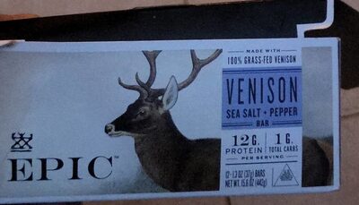 EPIC Sea Salt Pepper Venison Bars 12 Count