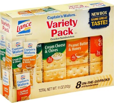 LANCE CAPTAIN'S WAFERS SANDWICH CRACKERS VARIETY PACK, 8 COUNT, 11 OZ