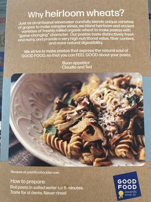 HEIRLOOM WHEAT PASTA, FUSILLI