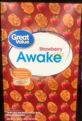 Wal-Mart Stores, Inc. STRAWBERRY AWAKE CRISPY RICE AND WHEAT CEREAL WITH REAL STRAWBERRIES, STRAWBERRY AWAKE