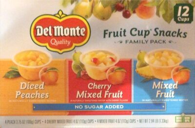 DICED PEACHES, CHERRY AND MIXED FRUIT CUP SNACKS
