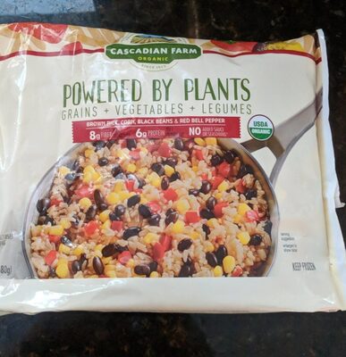 BROWN RICE, CORN, BLACK BEANS & RED BELL PEPPER POWERED BY PLANTS GRAINS + VEGETABLES + LEGUMES, BROWN RICE, CORN, BLACK BEANS & RED BELL PEPPER