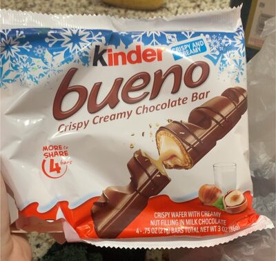 BUENO CRISPY WAFER WITH CREAMY NUT FILLING IN MILK CHOCOLATE BARS, BUENO