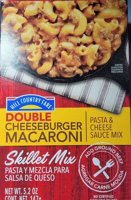 DOUBLE CHEESEBURGER MACARONI PASTA & CHEESE SAUCE MIX SKILLET MIX, DOUBLE CHEESEBURGER MACARONI