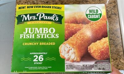 CRUNCHY BREADED JUMBO FISH STICKS, CRUNCHY BREADED