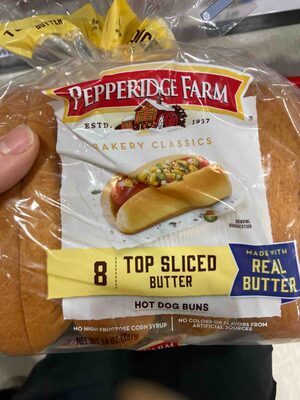 BUTTER TOP SLICED HOT DOG BUNS, BUTTER