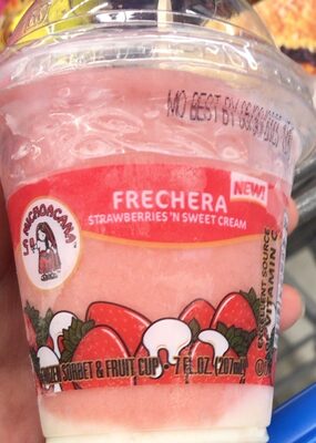FRECHERA STRAWBERRIES 'N SWEET CREAM FROZEN SORBET & FRUIT CUP, FRECHERA STRAWBERRIES 'N SWEET CREAM