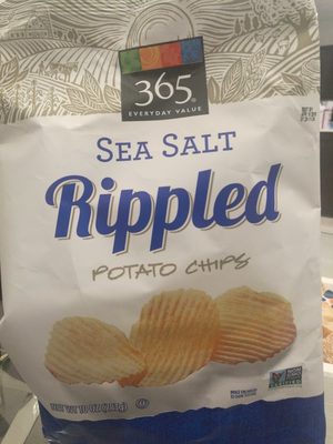 365 EVERYDAY VALUE, RIPPLED, POTATO CHIPS, SEA SALT, SEA SALT