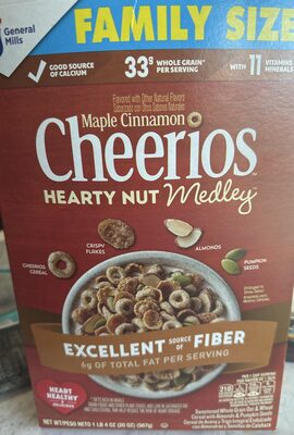 Cheerios Hearty Nut Medley Maple Cinnamon Breakfast Cereal Family Size