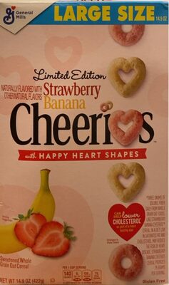 CHEERIOS STRAWBERRY BANANA SWEETENED WHOLE GRAIN OAT CEREAL, STRAWBERRY; BANANA