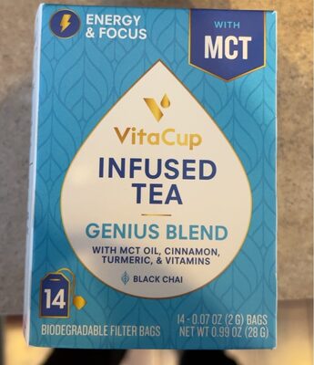 BLACK CHAI GENIUS BLEND INFUSED TEA BIODEGRADABLE FILTER BAGS, BLACK CHAI GENIUS BLEND