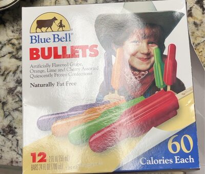 GRAPE, ORANGE, LIME AND CHERRY FLAVORED ASSORTED QUIESCENTLY FROZEN CONFECTIONS BULLETS BARS, GRAPE, ORANGE, LIME AND CHERRY