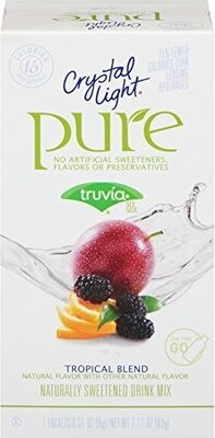 CRYSTAL LIGHT, PURE NATURALLY SWEETENED DRINK MIX, TROPICAL BLEND, TROPICAL BLEND
