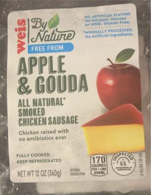 APPLE & GOUDA SMOKED CHICKEN SAUSAGE, APPLE & GOUDA