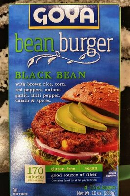 BLACK BEAN WITH BROWN RICE, CORN, RED PEPPERS, ONIONS, GARLIC, CHILI PEPPER, CUMIN & SPICES BURGER, BLACK BEAN