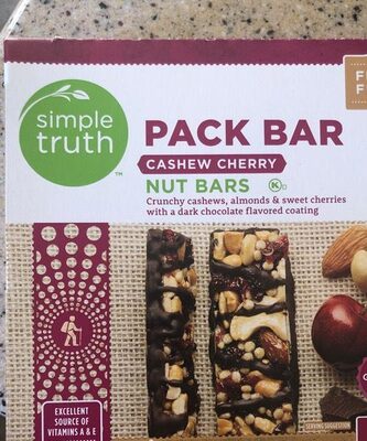 CASHEW CHERRY NUT CRUNCHY CASHEWS, ALMONDS & SWEET CHERRIES WITH A DARK CHOCOLATE FLAVORED COATING BARS, CASHEW CHERRY WITH A DARK CHOCOLATE