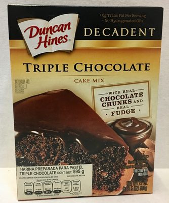 DUNCAN HINES, DECADENT CAKE MIX, TRIPLE CHOCOLATE