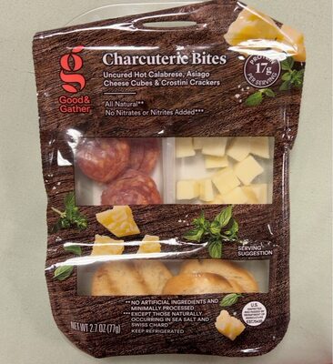 Target Stores CHARCUTERIE UNCURED HOT CALABRESE, ASIAGO CHEESE CUBES & CROSTINI CRACKERS BITES, CHARCUTERIE