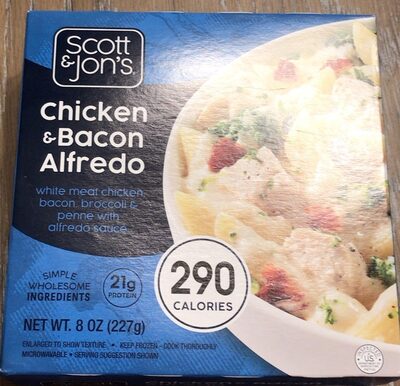 CHICKEN & BACON ALFREDO WHITE MEAT CHICKEN, BACON, BROCCOLI, & PENNE WITH ALFREDO SAUCE, CHICKEN & BACON ALFREDO