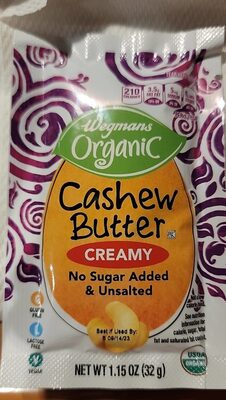 CREAMY ORGANIC CASHEW BUTTER, CREAMY