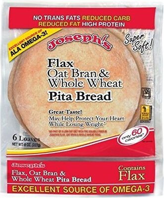 FLAX OAT BRAN & WHOLE WHEAT PITA BREAD, FLAX OAT BRAN & WHOLE WHEAT